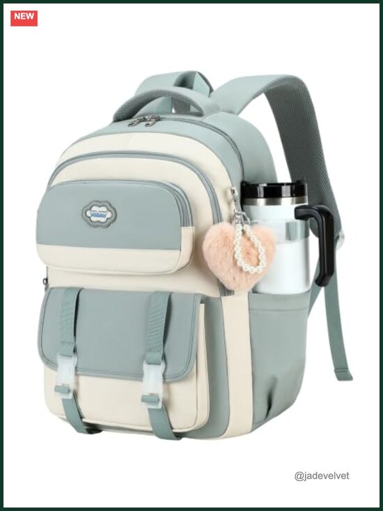 Cute Student Bookbag Fits 15.6 Inch Laptop Backpack with Cup Holder Daypack main image 4
